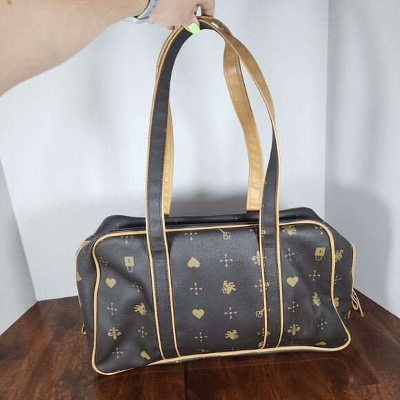 Large Brown with Beige Trim Cosmetic Bag - Picture 3 of 10